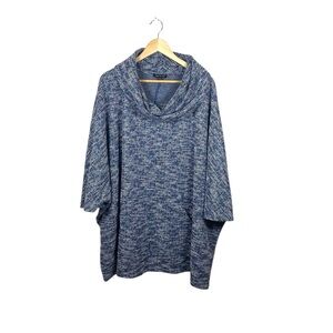 NWOT Lane Bryant Cowl Neck Kimono Boucle Tunic in Blue Multi Size 26/28